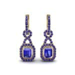 Twist Emerald-Cut Halo Blue Sapphire Drop Earrings (0.95 CTW) Side View