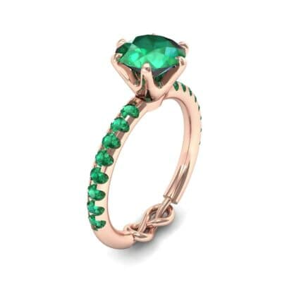Infinity Six-Prong Pave Emerald Engagement Ring (0.83 CTW) Perspective View