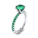 Infinity Six-Prong Pave Emerald Engagement Ring (0.83 CTW) Perspective View