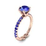 Infinity Six-Prong Pave Blue Sapphire Engagement Ring (0.83 CTW) Perspective View