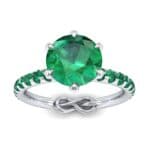 Infinity Six-Prong Pave Emerald Engagement Ring (0.83 CTW) Top Dynamic View