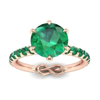 Infinity Six-Prong Pave Emerald Engagement Ring (0.83 CTW) Top Dynamic View