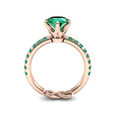 Infinity Six-Prong Pave Emerald Engagement Ring (0.83 CTW) Side View