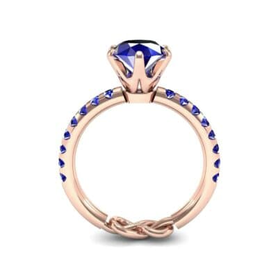 Infinity Six-Prong Pave Blue Sapphire Engagement Ring (0.83 CTW) Side View