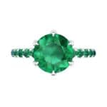 Infinity Six-Prong Pave Emerald Engagement Ring (0.83 CTW) Top Flat View