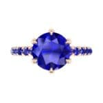 Infinity Six-Prong Pave Blue Sapphire Engagement Ring (0.83 CTW) Top Flat View