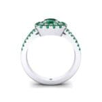 Double Halo Split Shank Emerald Engagement Ring (0.96 CTW) Side View