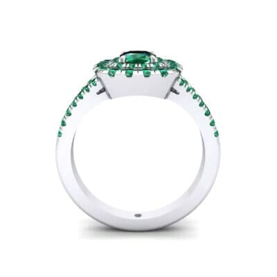 Double Halo Split Shank Emerald Engagement Ring (0.96 CTW) Side View