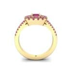 Double Halo Split Shank Ruby Engagement Ring (0.96 CTW) Side View