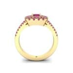 Double Halo Split Shank Ruby Engagement Ring (0.96 CTW) Side View
