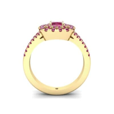 Double Halo Split Shank Ruby Engagement Ring (0.96 CTW) Side View