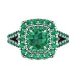 Double Halo Split Shank Emerald Engagement Ring (0.96 CTW) Top Flat View