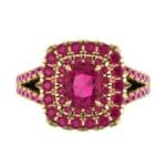 Double Halo Split Shank Ruby Engagement Ring (0.96 CTW) Top Flat View