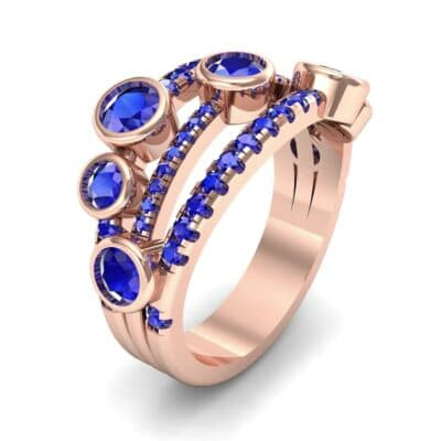 Triple Line Octave Blue Sapphire Ring (2.34 CTW) Perspective View