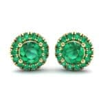 Disc Round Halo Emerald Earrings (1.26 CTW) Perspective View