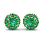 Disc Round Halo Emerald Earrings (1.26 CTW) Perspective View
