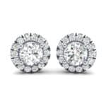 Disc Round Halo Diamond Earrings (1 CTW) Perspective View