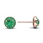 Disc Round Halo Emerald Earrings (1.26 CTW) Top Dynamic View