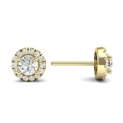 Disc Round Halo Diamond Earrings (1 CTW) Top Dynamic View
