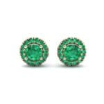 Disc Round Halo Emerald Earrings (1.26 CTW) Side View