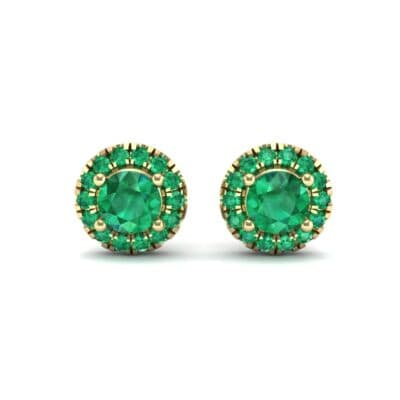 Disc Round Halo Emerald Earrings (1.26 CTW) Side View