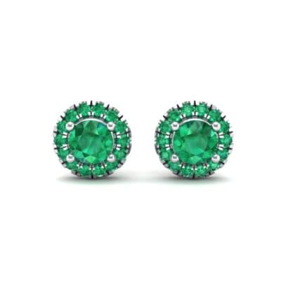 Disc Round Halo Emerald Earrings (1.26 CTW) Side View