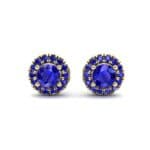 Disc Round Halo Blue Sapphire Earrings (1.26 CTW) Side View