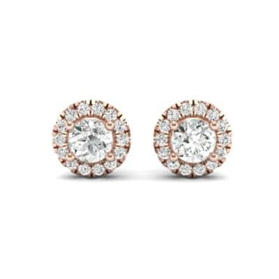 Disc Round Halo Diamond Earrings (1 CTW) Side View