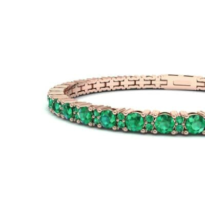 Thin Brilliant Round Emerald Tennis Bracelet (2.1 CTW) Top Dynamic View