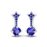 Crest Blue Sapphire Drop Earrings (0.59 CTW) Perspective View