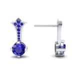 Crest Blue Sapphire Drop Earrings (0.59 CTW) Top Dynamic View