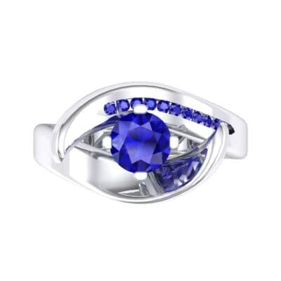 Dancer Blue Sapphire Bypass Engagement Ring (0.59 CTW) Top Flat View