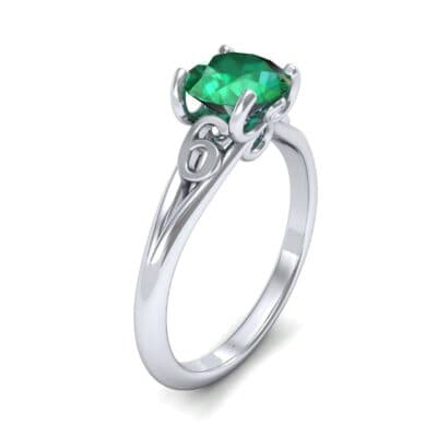 Curl Split Shank Solitaire Emerald Engagement Ring (0.64 CTW) Perspective View