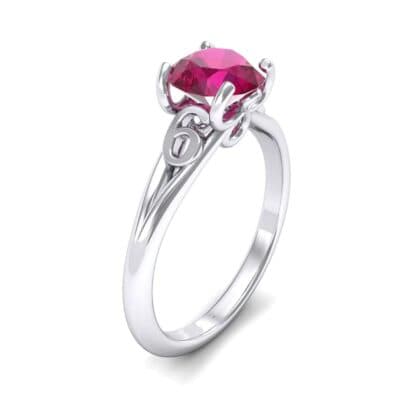 Curl Split Shank Solitaire Ruby Engagement Ring (0.64 CTW) Perspective View