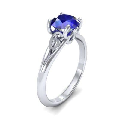 Curl Split Shank Solitaire Blue Sapphire Engagement Ring (0.64 CTW) Perspective View