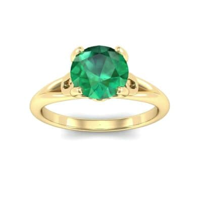 Curl Split Shank Solitaire Emerald Engagement Ring (0.64 CTW) Top Dynamic View