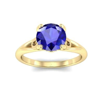 Curl Split Shank Solitaire Blue Sapphire Engagement Ring (0.64 CTW) Top Dynamic View