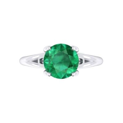 Curl Split Shank Solitaire Emerald Engagement Ring (0.64 CTW) Top Flat View