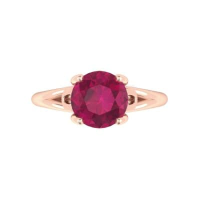 Curl Split Shank Solitaire Ruby Engagement Ring (0.64 CTW) Top Flat View