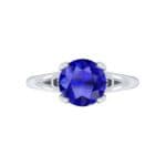 Curl Split Shank Solitaire Blue Sapphire Engagement Ring (0.64 CTW) Top Flat View