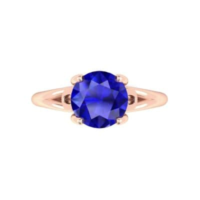Curl Split Shank Solitaire Blue Sapphire Engagement Ring (0.64 CTW) Top Flat View