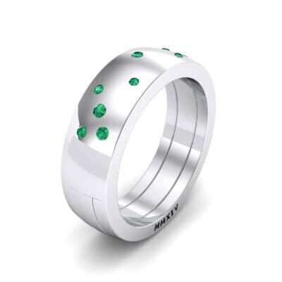 Wide Stellar Embedded Emerald Ring (0.17 CTW) Perspective View