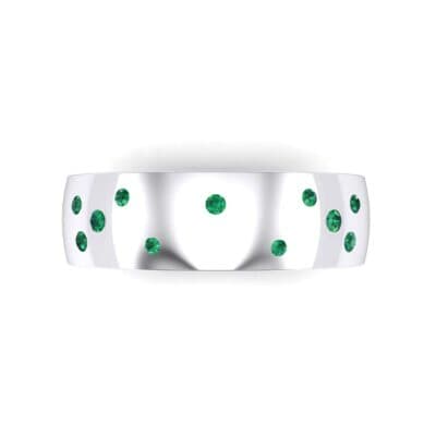 Wide Stellar Embedded Emerald Ring (0.17 CTW) Top Flat View