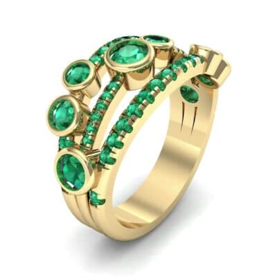 Triple Band Seven-Stone Emerald Ring (2.34 CTW) Perspective View