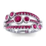 Triple Band Seven-Stone Ruby Ring (2.34 CTW) Top Dynamic View