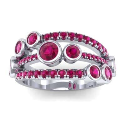 Triple Band Seven-Stone Ruby Ring (2.34 CTW) Top Dynamic View