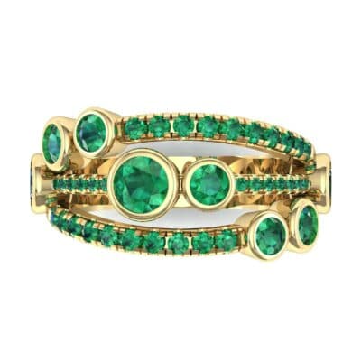 Triple Band Seven-Stone Emerald Ring (2.34 CTW) Top Flat View