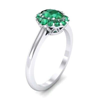 Plain Shank Oval Halo Emerald Engagement Ring (1.03 CTW) Perspective View