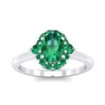 Plain Shank Oval Halo Emerald Engagement Ring (1.03 CTW) Top Dynamic View