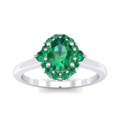 Plain Shank Oval Halo Emerald Engagement Ring (1.03 CTW) Top Dynamic View